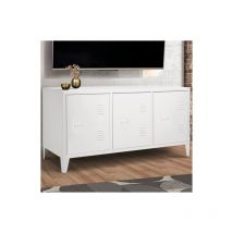 Credenza bassa a 3 ante, metal bianco, design industriale ester