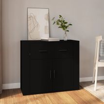 Bonnevie - Credenza Buffet - Mobile da Cucina Nera 80x33x70 cm in Legno Multistrato BV889279