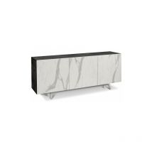 Credenza buffet moderna nera con tre ante in marmo
