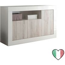 Credenza Buffet soggiorno Laccato Bianco, 3 ante Pino l. 138 cm - Urbino