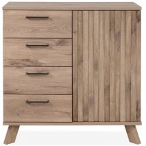 Credenza con 4 cassetti e 1 anta, decorazione rovere, L85 cm - Opole