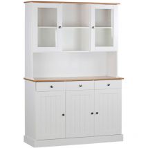 We Home - Credenza con vetrinetta 5 ante e 3 cassetti 128x197 cm in legno bianco/noce