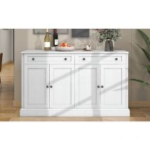Redom - Credenza grande con 4 ante e 2 cassetti, credenza moderna per sala da pranzo e soggiorno, 150 x 40 x 86 cm (l/l/a) - (bianco antico)