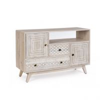 Credenza Indira - Meuble en Bois de Mangue avec Incrustations Artisanales - 115x42x76 cm