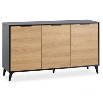 Credenza Kalma 3 ante in nero/rovere, larghezza 136 cm