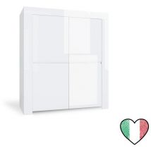Credenza soggiorno alta Bianco laccato lucido 119x140 - Amalfi