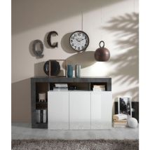 Madia 3 ante linea Frame in Bianco Lucido e Ossido