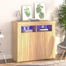 Bonnevie - Credenza Madia Moderna ,Buffet da cucina ,con Luci led Rovere Sonoma 80x35x75 cm ITD81987