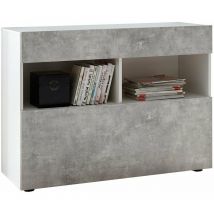 Credenza Mobile Soggiorno 1 Anta 2 Vani 111x42x82 cm tft Akira Bianco e Cemento
