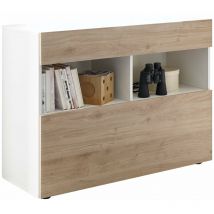 Credenza Mobile Soggiorno 1 Anta 2 Vani 111x42x82 cm tft Akira Bianco e Naturale