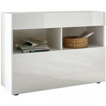 Credenza Mobile Soggiorno 1 Anta 2 Vani 111x42x82 cm tft Akira Bianco Lucido