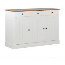 Credenza moderna 3 ante e 3 cassetti 128x85 cm in legno bianco/noce