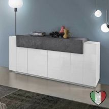 Credenza Moderna 4 ante 1 cassetto - Grigio Piombo - Corona
