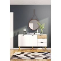 Ventemeublesonline - credenza oslo bianco opaco e oak