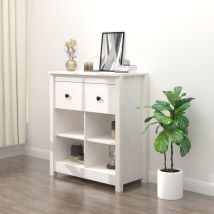Bonnevie - Credenza Moderna,Madia da cucina,Mobile Buffet,Armadio da Cucina Bianca 70x35x80 cm in Legno Massello di Pino CFW37482