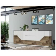 Credenza moderno bianco/acero, 4 ante, 3 cassetti - Alien
