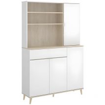 Dekit - Credenza per cucina 4 ante, 1 cassetto e 3 nicchie Bianco e Rovere - wajdi
