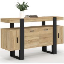 Credenza phoenix a 4 ante in legno e nero da 140 cm