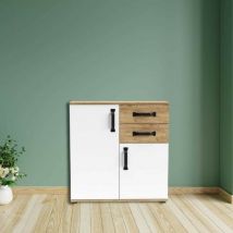 Veriaffari.it - Credenza rovere bianco 2 ante e 2 cassetti 80x32x83 Mosso MO2