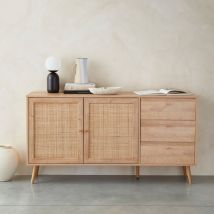 Credenza scandinava a 2 ante in canna, 150cm