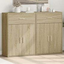 Credenze 2 Pz Rovere Sonoma 60x30x84 Cm In Legno Multistrato - Vidaxl
