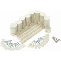 Crediri - 129 piezas de muelas abrasivas de fieltro de lana, herramientas de pulido de superficies metálicas, accesorios para herramienta rotativa