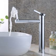 Crediri Doppelter Badhahn, 360° Drehbar, Waschtischarmatur Messing, Badarmatur für Waschbecken, Chrom Badarmaturen, Einhebelmischer