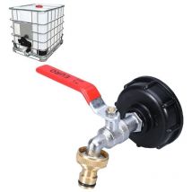 Crediri IBC-Tankventil, 1000 l Regenwassersammelventil, IBC-Wassertankadapter, 1/2 Zoll Doppel-Regenwassersammelventil, PP-Messinghahn, 60 mm (1/2)