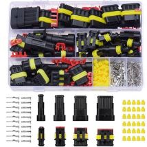 Crediri - Kit de 352 conectores eléctricos impermeables para coche, 1/2/3/4 pines, con caja