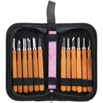 Ulisem - Crediri Stechbeitel-Set, 13-teiliges Holzschnitzwerkzeug-Set, kompaktes tragbares Schnitzmesser für die Holzbearbeitung mit Schleifstein,