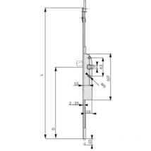 Crémone à têtière F15 à larder cote d 400 mm longueur 729 mm pour châssis à 2 vantaux avec panneton Ferco