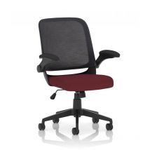 Crew Task Operator Bespoke Fabric Seat Ginseng Chilli Mesh Chair with Folding Ar