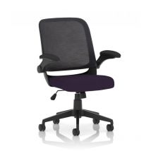 Crew Task Operator Bespoke Fabric Seat Tansy Purple Mesh Chair with Folding Arms