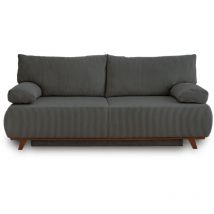 Cristal - 3-sitzer sofa - schlaffunktion und bettkasten - aus cordsamt - dunkelgrau