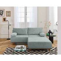 Bestmobilier - Cristal - 3-sitzer Sofa - Schlaffunktion Und Bettkasten Und Großer Sitzsack - Cord - Blau