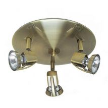Cristal Arco Piastra faretto a soffitto a 3 luci Ottone spazzolato