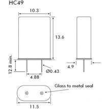 Cristal de quartz quarz HC49 HC49 3.579545 MHz 18 pF (l x l x h) 4.9 x 10.3 x 13.6 mm 1 pc(s) Q31418 - Euroquartz