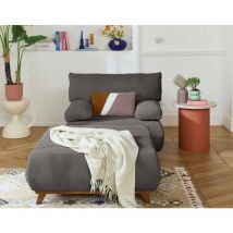 Bestmobilier - Cristal - fauteuil - convertible avec coffre et grand pouf - en velours texturé