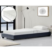 [corium] - Cоrium Cama Individual Solingen tapizado en piel sintética con Colchón de 90 x 200 - Gris oscuro - gris oscuro