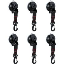 Relaxdays - Crochet à ventouse, lot de 6, pour camping, voiture, camping-car, accessoire de camping, jusqu'à 2 kg, noir
