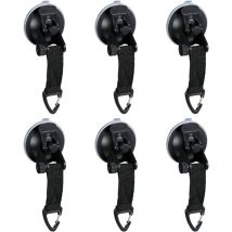 Crochet à ventouse, lot de 6, pour camping, voiture, camping-car, puissant, accessoire de camping, noir - Relaxdays