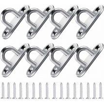 Kinarito - Crochet Acier Inoxydable (8pcs) - Support Mural pour Charges Lourdes (5x2cm) - Crochets métal Forme u avec 2 Trous retient jusqu'à 40 kg