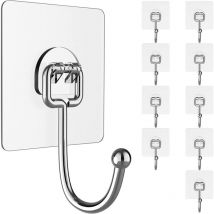 Klebehaken, 10 Stück Transparente Selbstklebende Haken 5kg (max), Für Bad, Küche, Decke, Aufhängen, Wand, Tür, Bademäntel, Handtuchhalter (10 Stück)