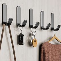 Crochet Adhésif 3M, Crochet Mural Salle de Bains En Acier Inox, Porte Serviette Auto-Adhesif Imperméable pour la Cuisine le Salon et le Bureau(Noir