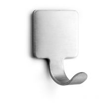 Crochet adhésif carré métal brossé, 1 pièce