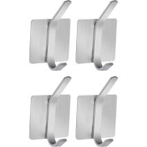 Edelstahl Klebehaken, 4 Stück Bad Wandhaken Ohne Bohren, Küchenhandtuchhaken Selbstklebend Haken, Haken und Kleiderhaken für Zuhause, Wandgarderobe