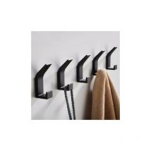 Porte Serviette Salle de Bain, 5 Pièces, Crochet Adhesif Mural, Sans Percage, Accroche Serviette Salle de Bain pour Cuisine, patere Murale, Salle de