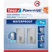 Powerstrips Crochets Auto-Adhésifs Waterproof Angulaire s - Set de 2 Crochets Muraux pour Cuisine et Salle de Bains - Accroche Serviettes - Acier