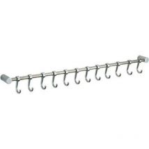 Fuienko - Crochet Barre de Cuisine Acier Inox Crochet à torchon 53cm avec 12 Crochets Argent