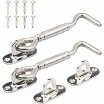 Osqi - Crochet de Cabine,2 Pack Acier Inoxydable Abri de Verrouillage 4 Pouces Portail Loquet pour Verrou Fenêtre de Porte Argent